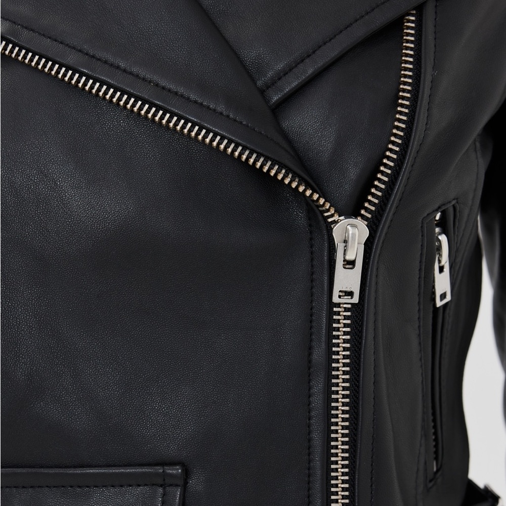 Black Leather Jacket with Silver Zipper